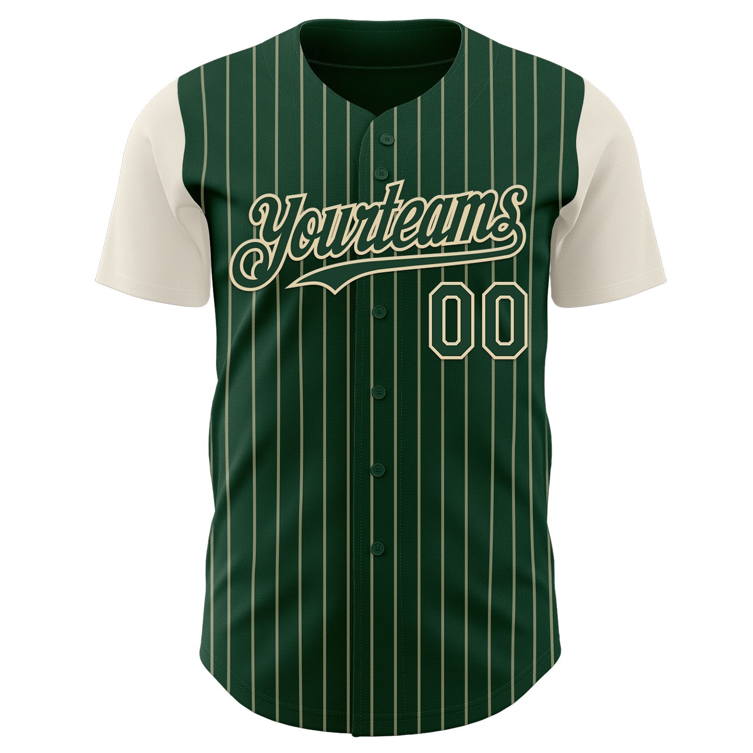 Custom Green Cream Pinstripe Cream Authentic Two Tone Baseball Jersey view 2