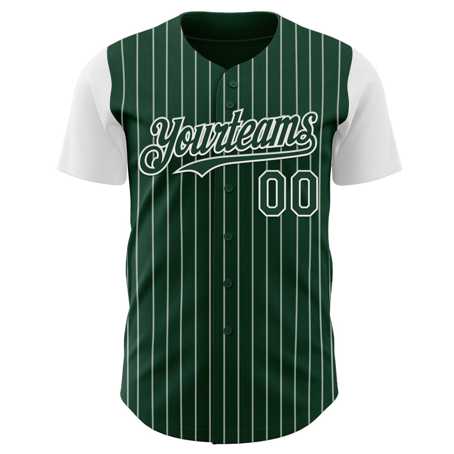 Custom Green White Pinstripe White Authentic Two Tone Baseball Jersey view 2