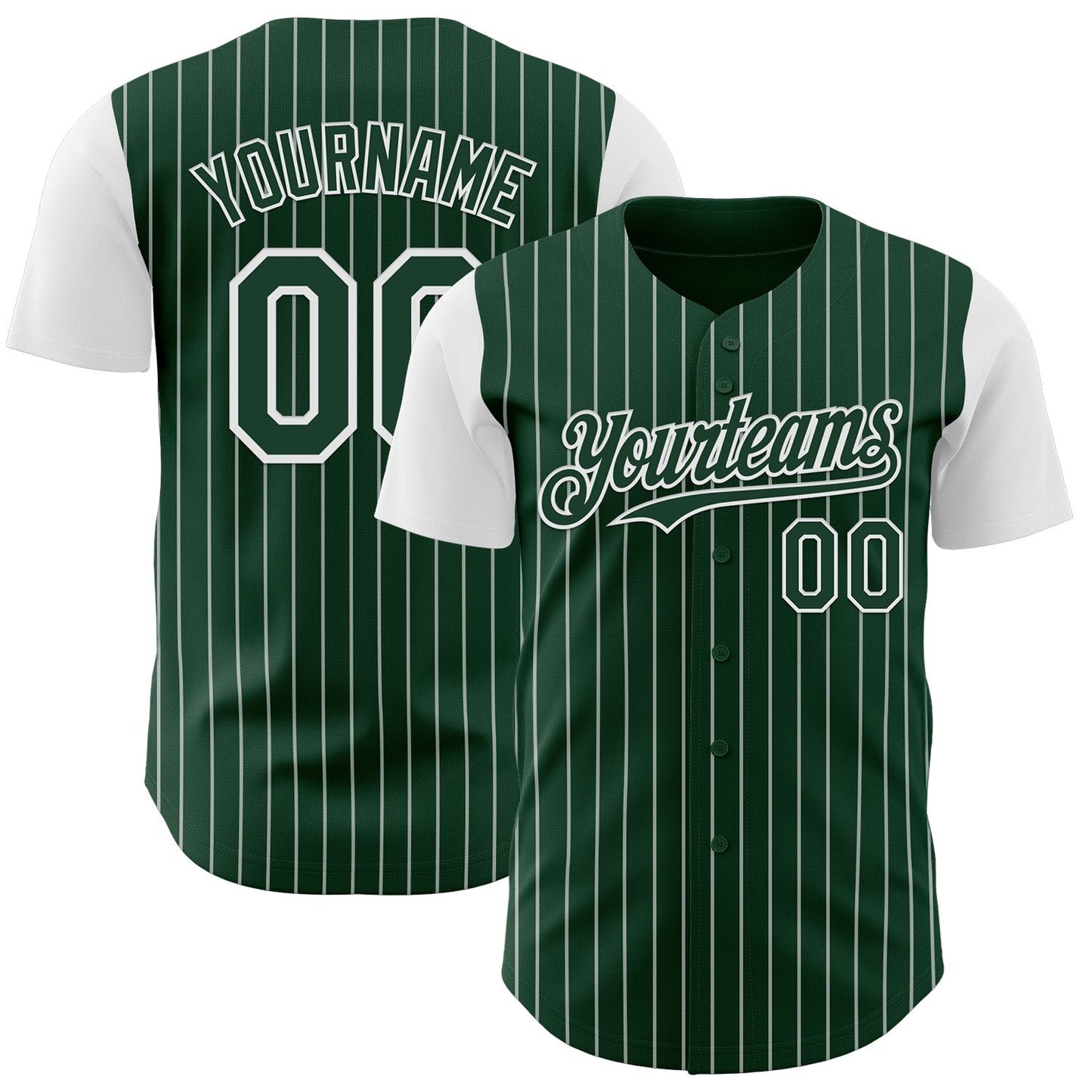 Custom Green White Pinstripe White Authentic Two Tone Baseball Jersey - Main View