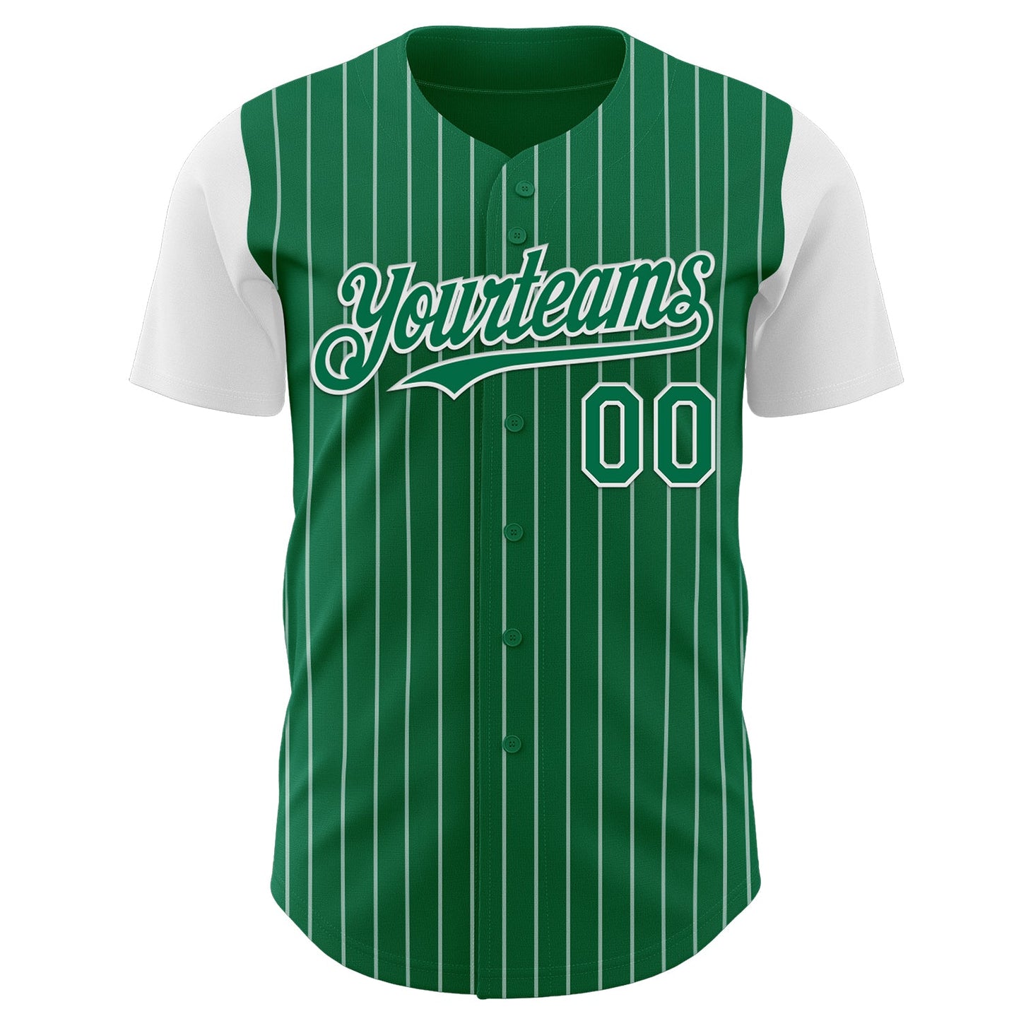 Custom Kelly Green White Pinstripe White Authentic Two Tone Baseball Jersey view 2