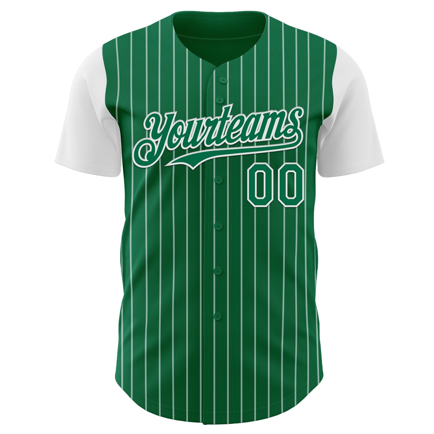 Custom Kelly Green White Pinstripe White Authentic Two Tone Baseball Jersey view 2