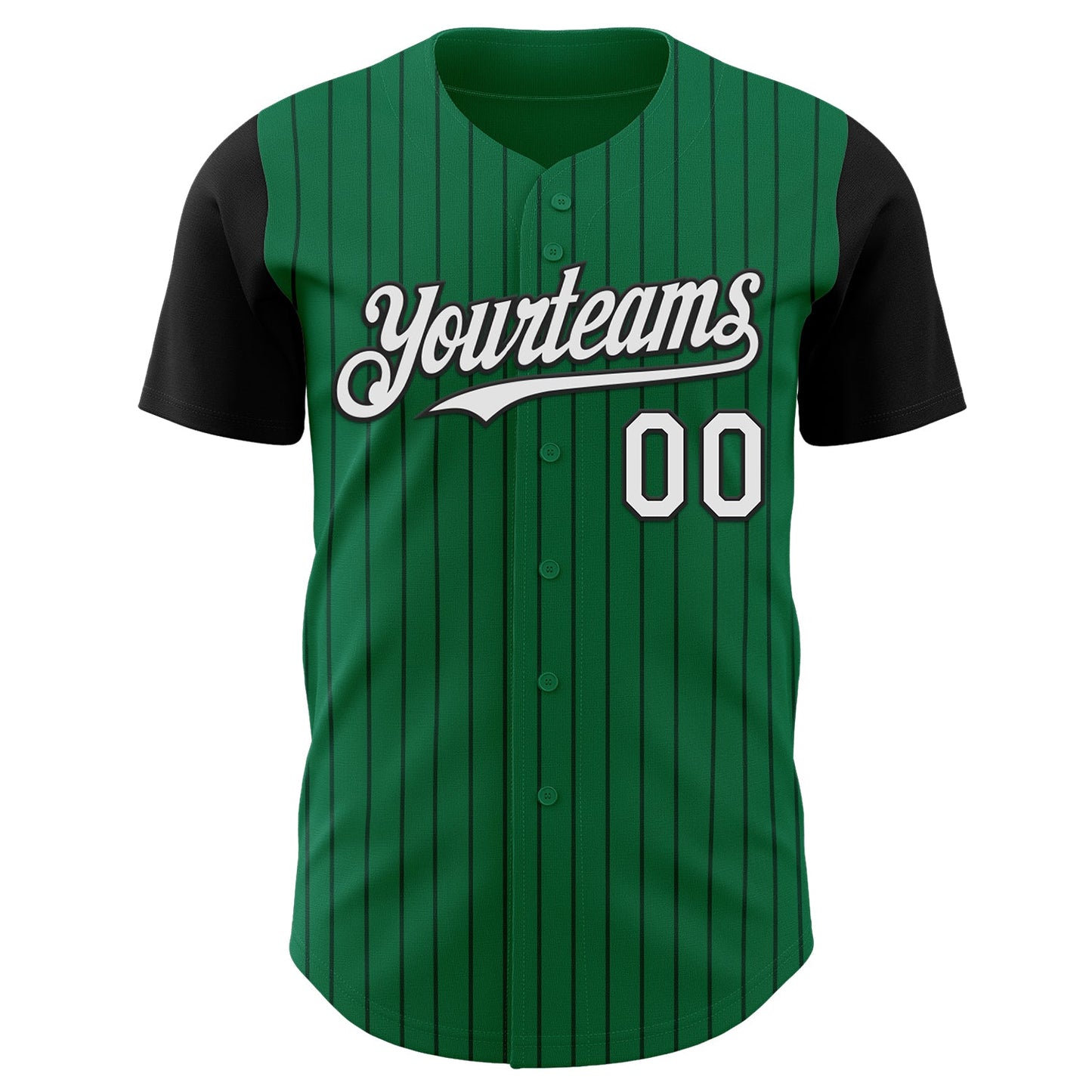 Custom Kelly Green Black Pinstripe White Authentic Two Tone Baseball Jersey view 2