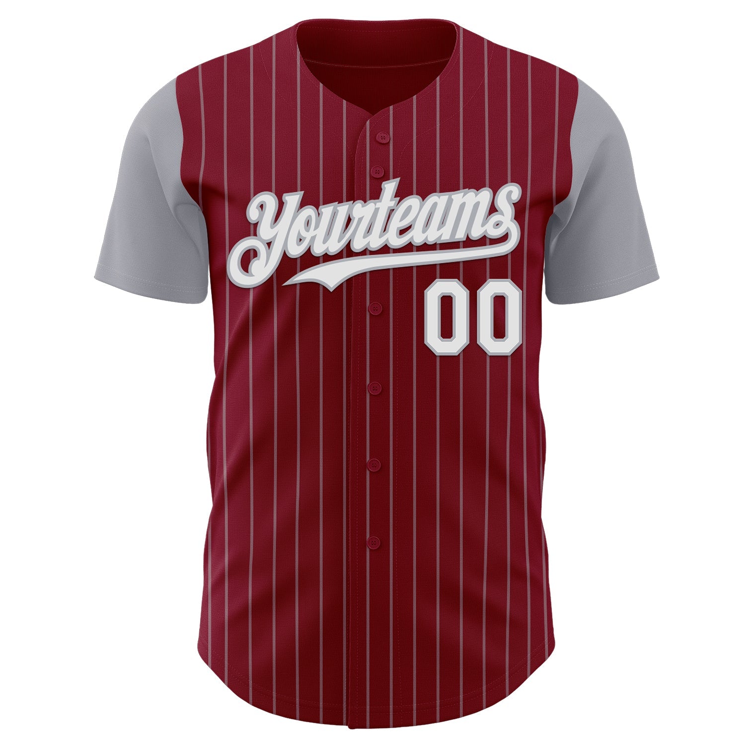Custom Crimson Gray Pinstripe White Authentic Two Tone Baseball Jersey view 2