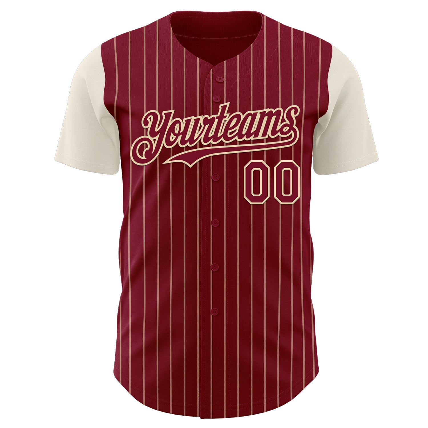 Custom Crimson Cream Pinstripe Cream Authentic Two Tone Baseball Jersey view 2