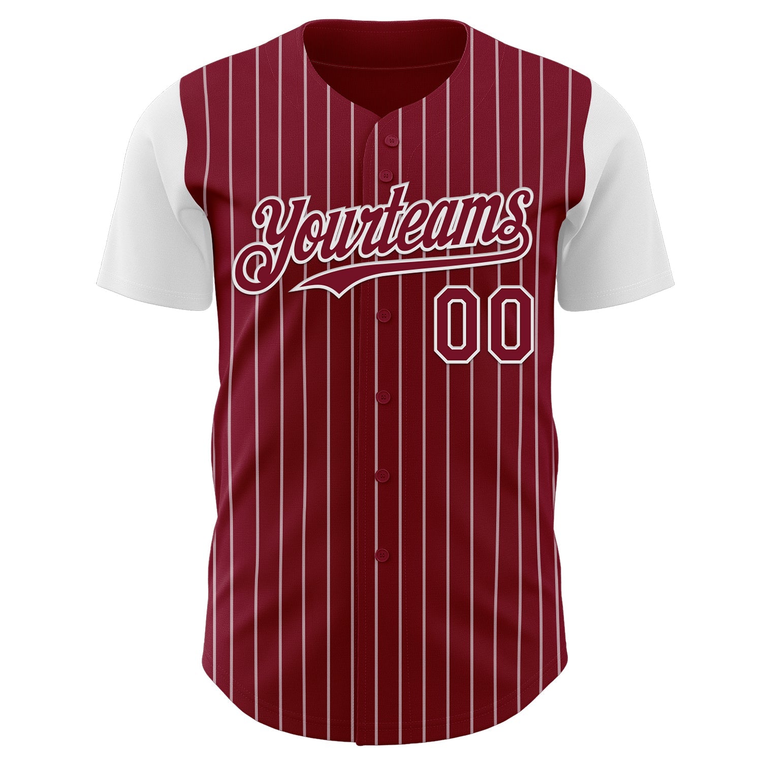 Custom Crimson White Pinstripe White Authentic Two Tone Baseball Jersey view 2