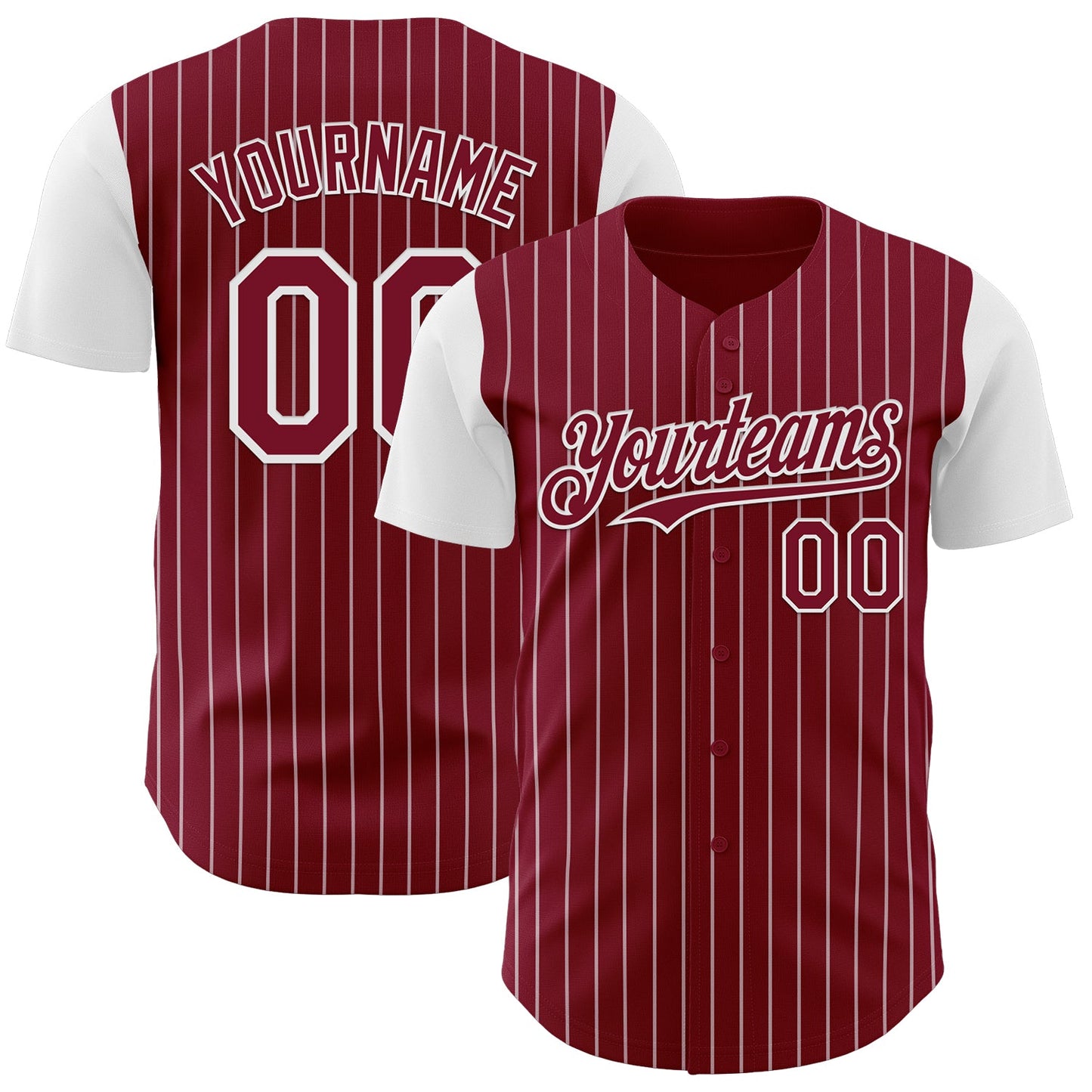 Custom Crimson White Pinstripe White Authentic Two Tone Baseball Jersey - Main View