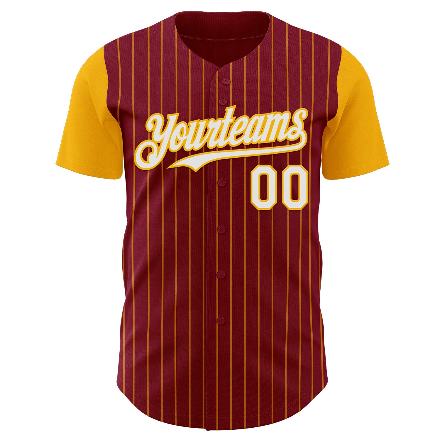 Custom Crimson Gold Pinstripe White Authentic Two Tone Baseball Jersey view 2