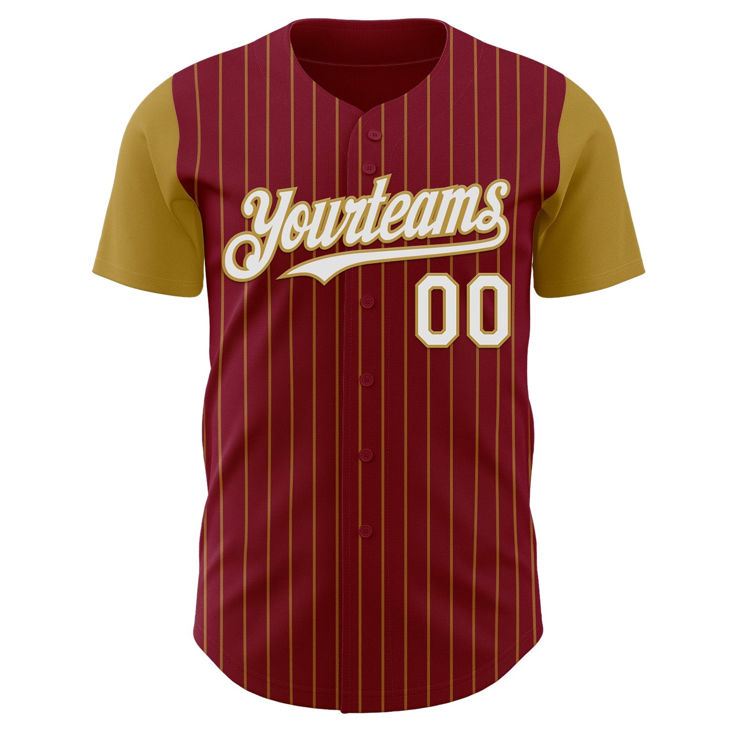 Custom Crimson Old Gold Pinstripe White Authentic Two Tone Baseball Jersey view 2