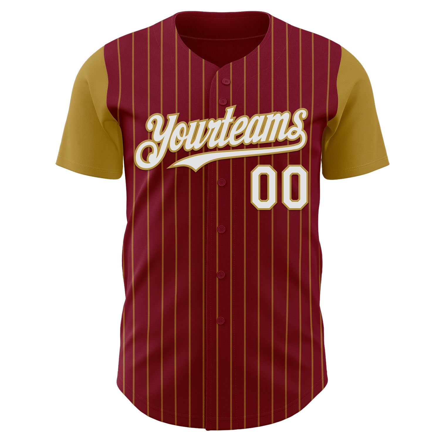 Custom Crimson Old Gold Pinstripe White Authentic Two Tone Baseball Jersey view 2