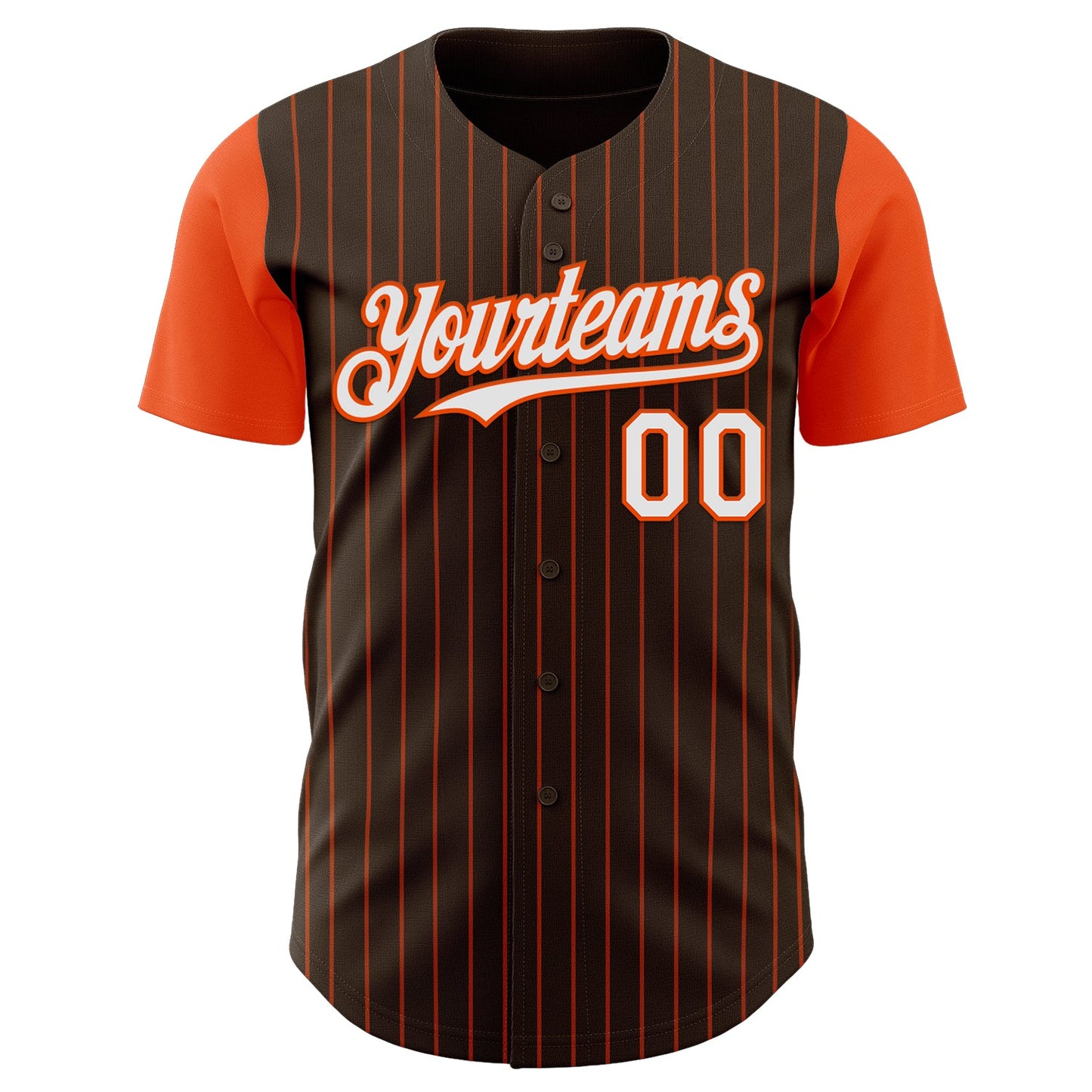Custom Brown Orange Pinstripe White Authentic Two Tone Baseball Jersey view 2