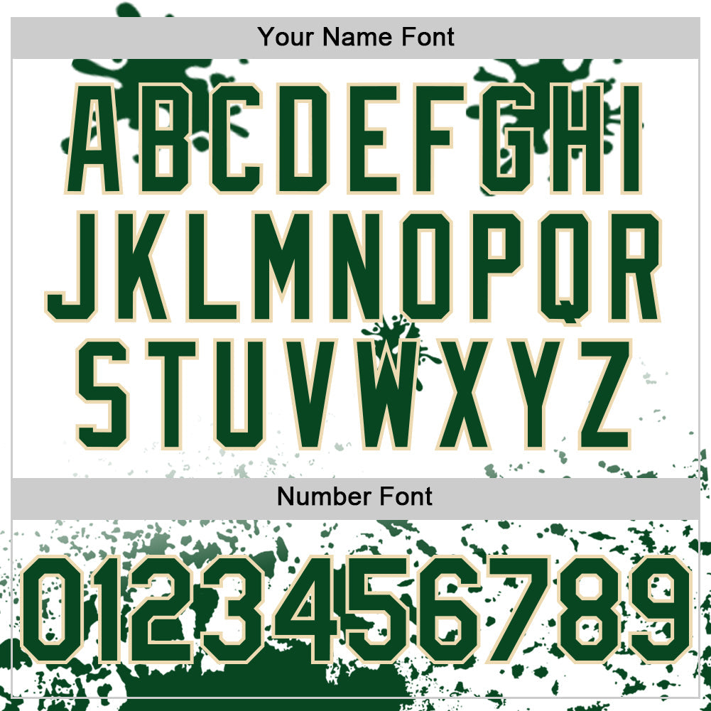 Custom White Green Cream-Yellow Splatter Camo Two Tone Authentic Baseball Jersey view 5