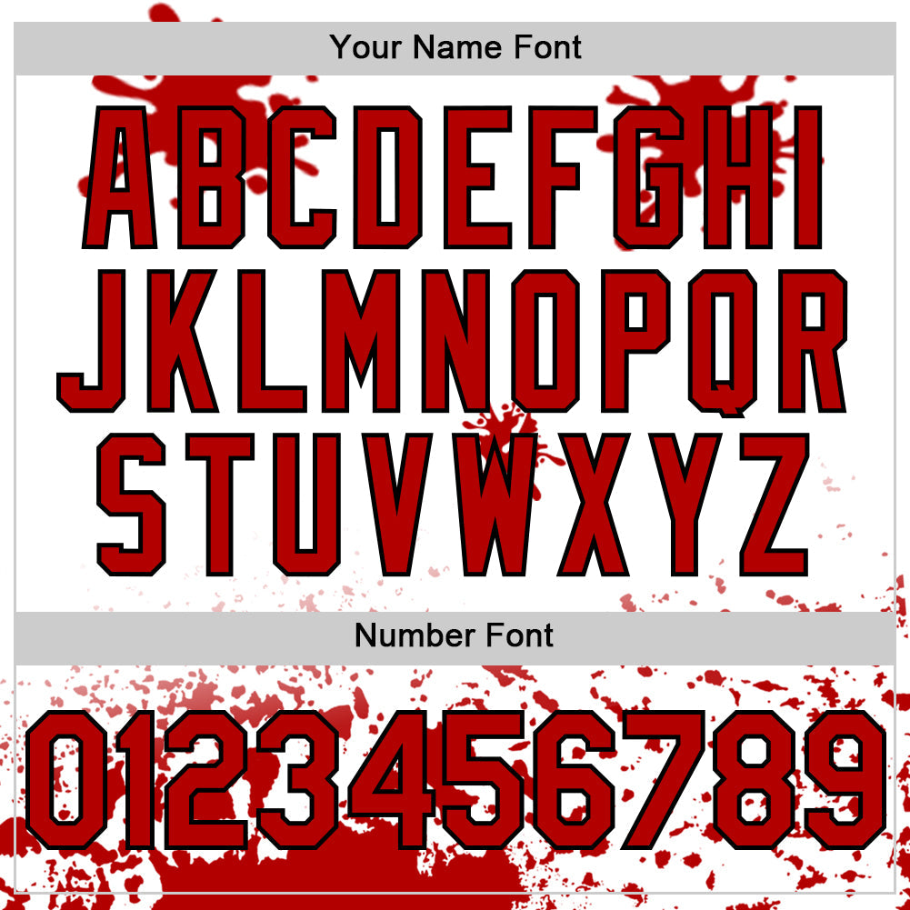 Custom White Red Black-Yellow Splatter Camo Two Tone Authentic Baseball Jersey view 5