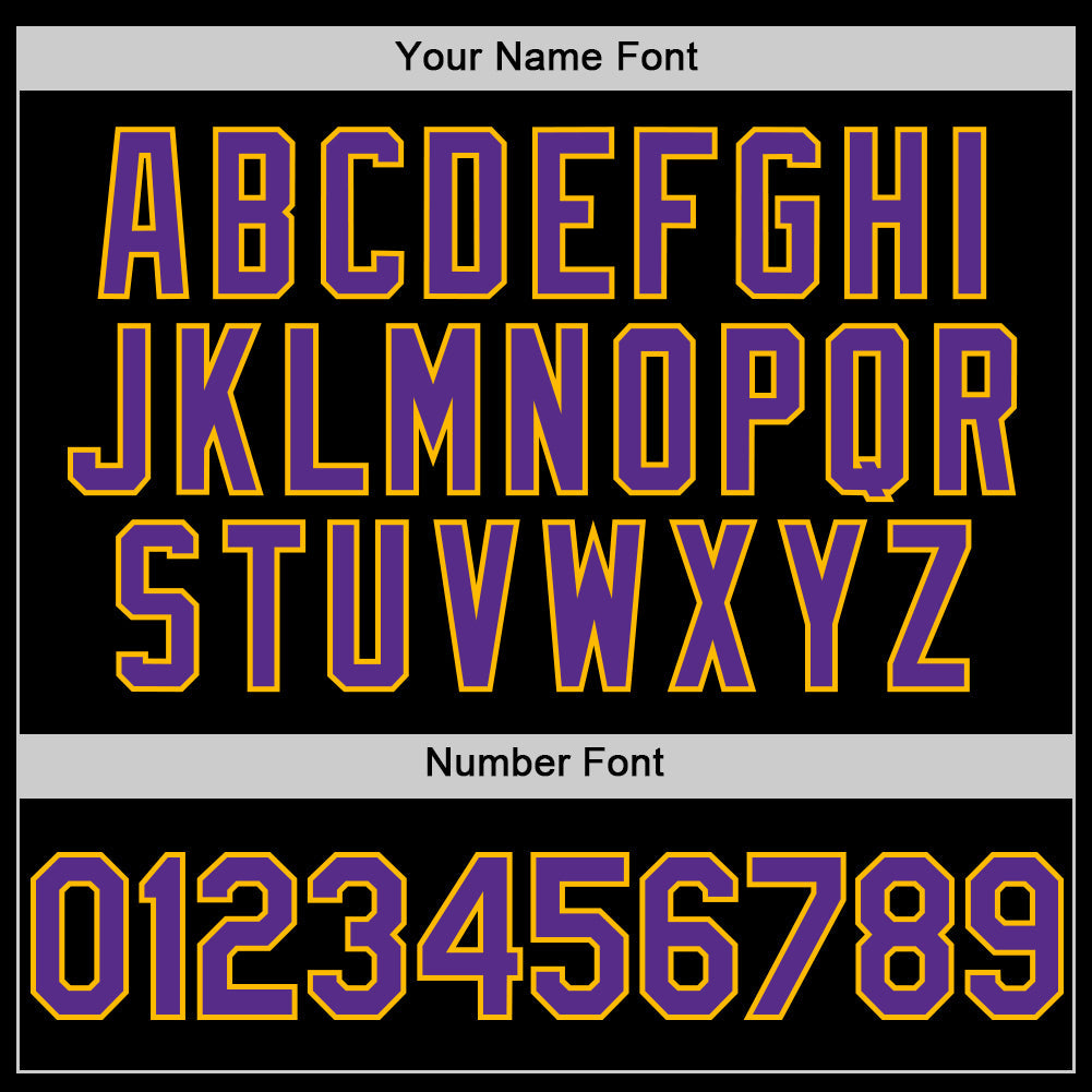 Custom Black Purple Gold-White Digital Camo Two Tone Authentic Baseball Jersey view 5