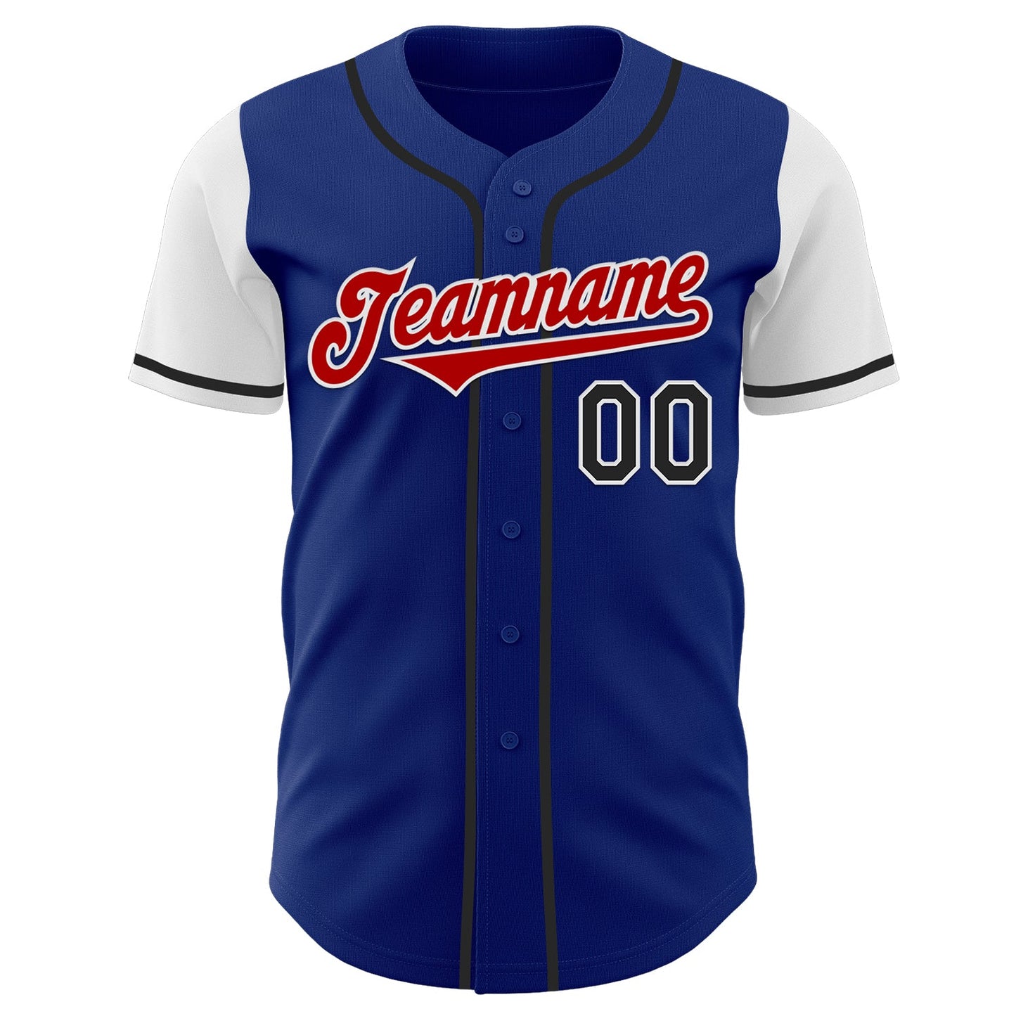 Custom Royal Red Black-White Two Tone Authentic Baseball Jersey view 2