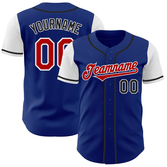Custom Royal Red Black-White Two Tone Authentic Baseball Jersey - Main View