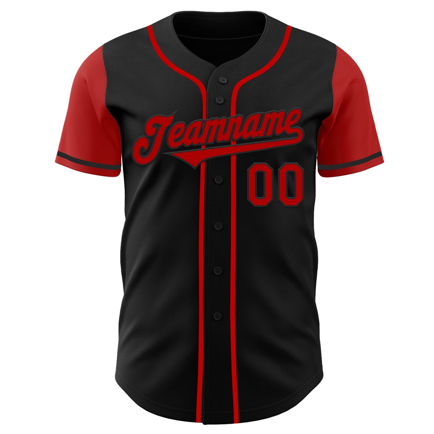 Custom Black Red Two Tone Authentic Baseball Jersey view 2