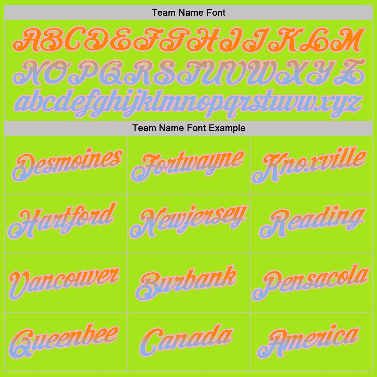 Custom Neon Green Bay Orange Light Blue-Light Pink Gradient Two Tone Performance T-Shirt view 3