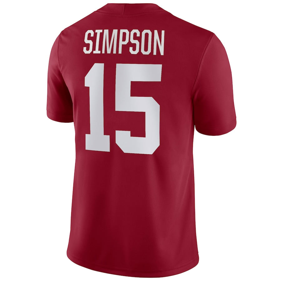 A.Crimson Tide #15 Ty Simpson NIL Replica Football Jersey Stitched American College Jerseys - Main View