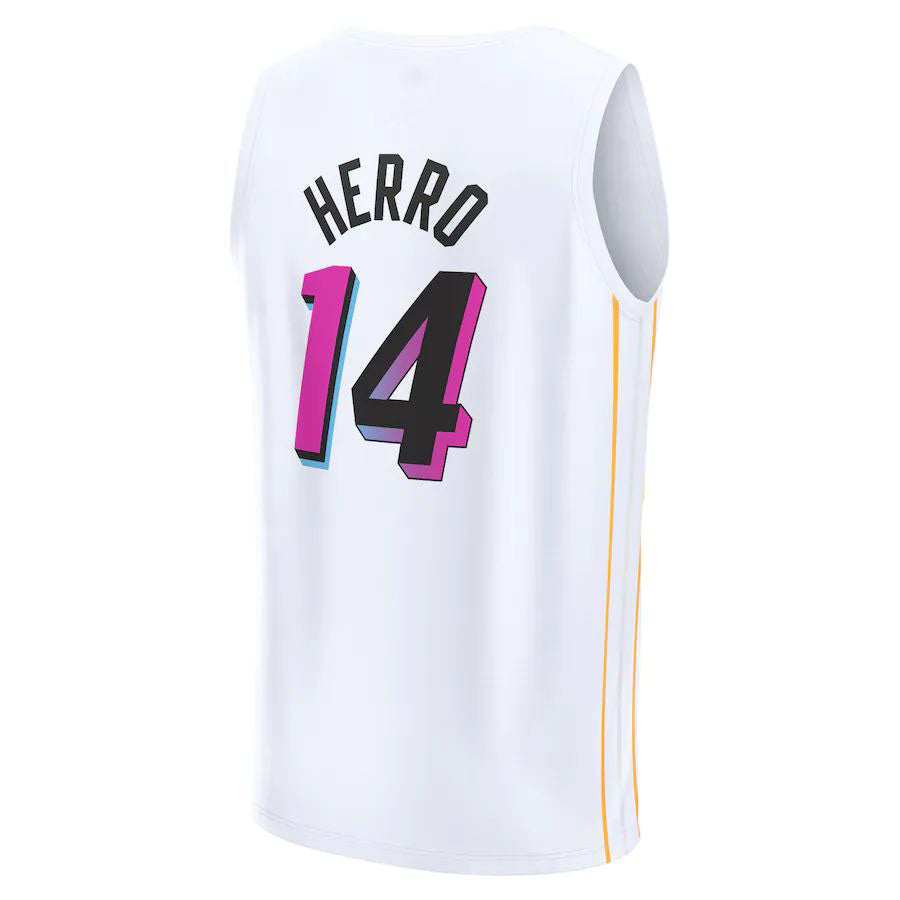 M.Heat #14 Tyler Herro  Fanatics Branded 2022-23 Fastbreak Jersey City Edition White Stitched American Basketball Jersey - Main View