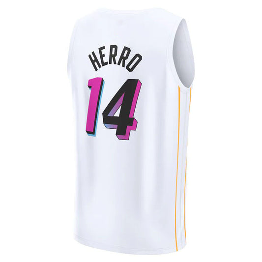 M.Heat #14 Tyler Herro  Fanatics Branded 2022-23 Fastbreak Jersey City Edition White Stitched American Basketball Jersey - Main View