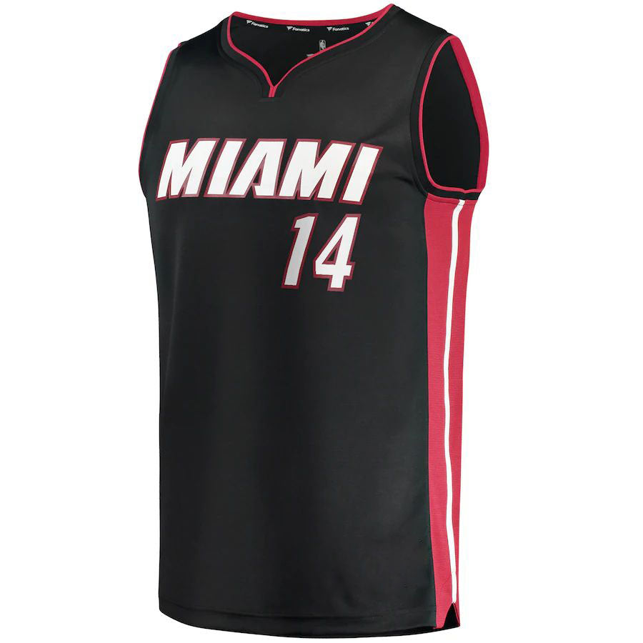 M.Heat #14 Tyler Herro Fanatics Branded 2020-21 Fast Break Replica Jersey Black Icon Edition Stitched American Basketball Jersey - Main View