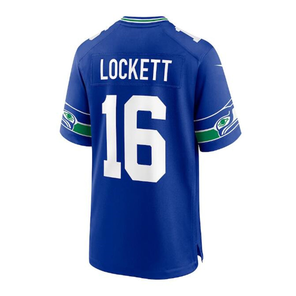 S.Seahawks #16 Tyler Lockett Throwback Player Game Jersey - Royal Stitched American Football Jerseys - Main View