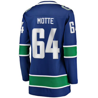 V.Canucks #64 Tyler Motte Fanatics Branded Home Breakaway Player Jersey Blue Stitched American Hockey Jerseys - Main View