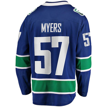V.Canucks #57 Tyler Myers Fanatics Branded Home Breakaway Player Jersey  Blue Stitched American Hockey Jerseys - Main View