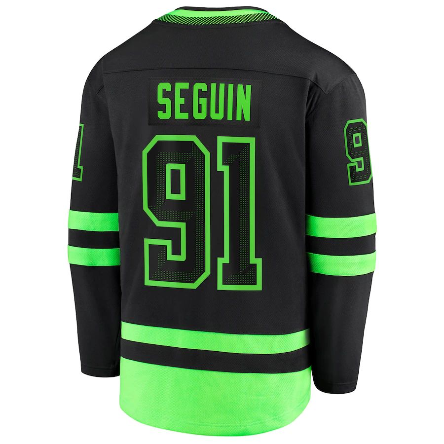D.Stars #91 Tyler Seguin Fanatics Branded 2020-21 Alternate Premier Breakaway Player Jersey Black Green Stitched American Hockey Jerseys - Main View