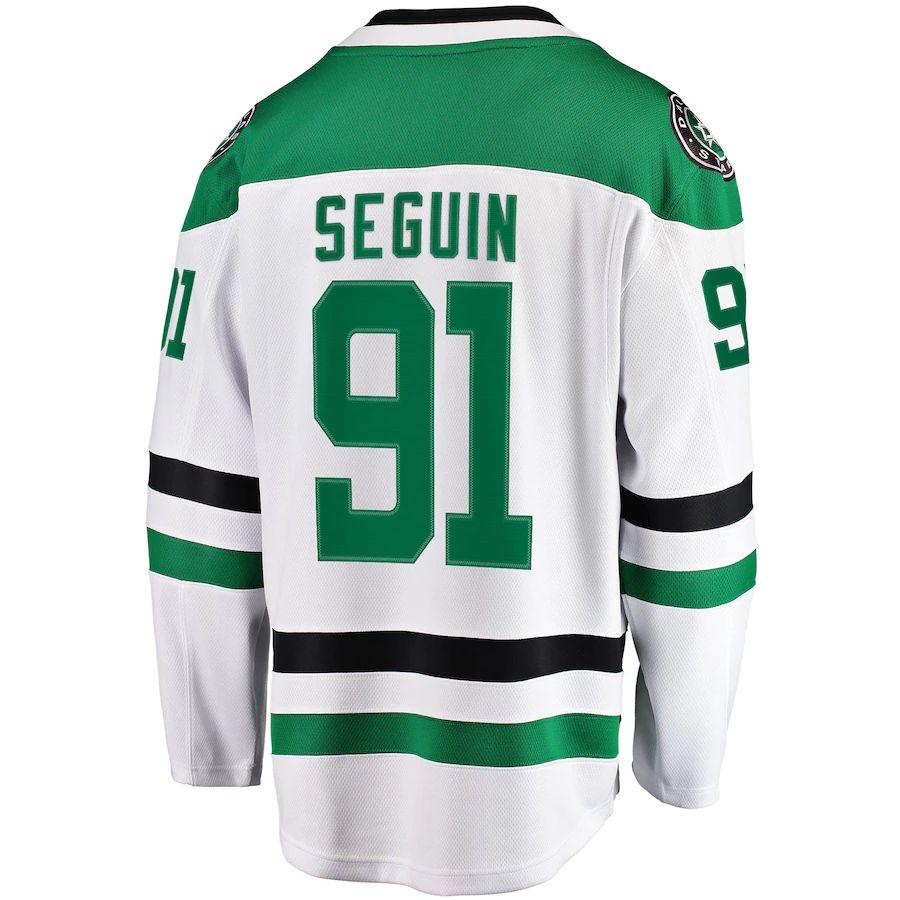 D.Stars #91 Tyler Seguin Fanatics Branded Away Premier Breakaway Player Jersey White Stitched American Hockey Jerseys - Main View