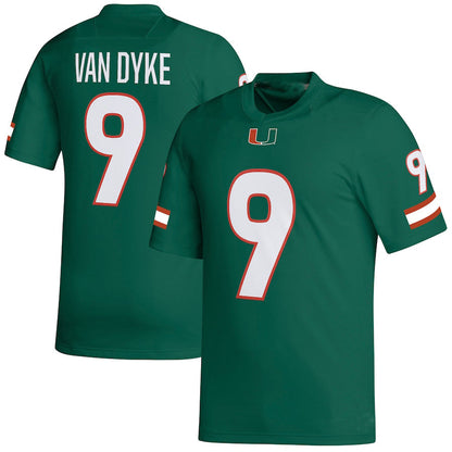 M.Hurricanes #9 Tyler Van Dyke NIL Replica Jersey Green Football Jersey Stitched American College Jerseys - Main View