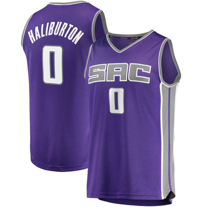 S.Kings #0 Tyrese Haliburton Fanatics Branded  Draft First Round Pick Fast Break Replica Jersey Purple - Icon Edition Icon Edition Purple Stitched American Basketball Jersey - Main View
