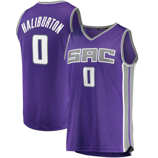S.Kings #0 Tyrese Haliburton Fanatics Branded  Draft First Round Pick Fast Break Replica Jersey Purple - Icon Edition Icon Edition Purple Stitched American Basketball Jersey - Main View