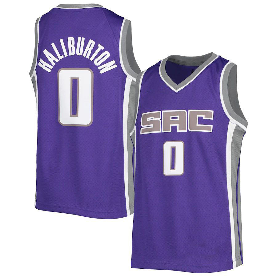 S.Kings #0 Tyrese Haliburton Diamond Swingman Jersey Icon Edition Purple Stitched American Basketball Jersey - Main View