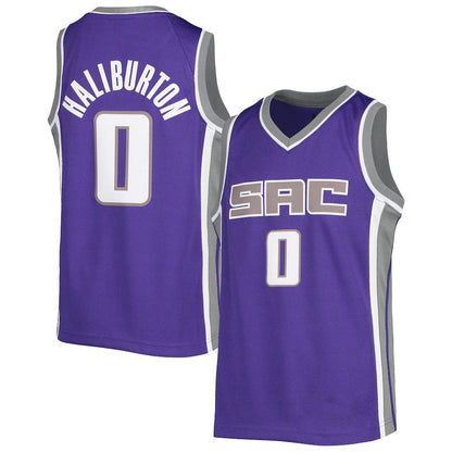 S.Kings #0 Tyrese Haliburton Diamond Swingman Jersey Icon Edition Purple Stitched American Basketball Jersey - Main View