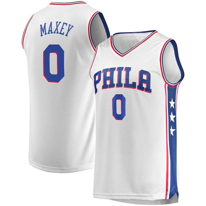 PH.76ers #0 Tyrese Maxey Fanatics Branded 2022-23 Fast Break Replica Jersey  White  Association Edition Stitched American Basketball Jersey - Main View
