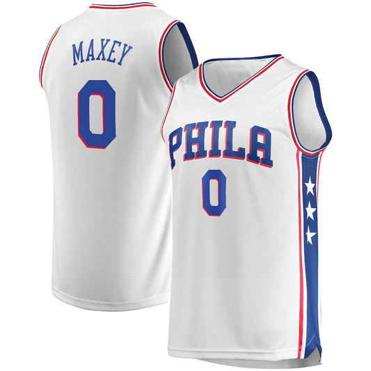 PH.76ers #0 Tyrese Maxey Fanatics Branded 2022-23 Fast Break Replica Jersey  White  Association Edition Stitched American Basketball Jersey - Main View
