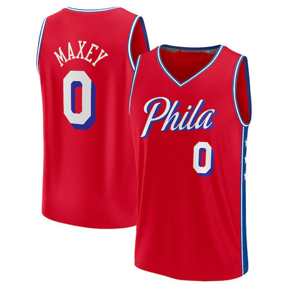 PH.76ers #0 Tyrese Maxey Fanatics Branded 2022-23 Fast Break Replica Player Jersey Statement Edition Red Stitched American Basketball Jersey - Main View