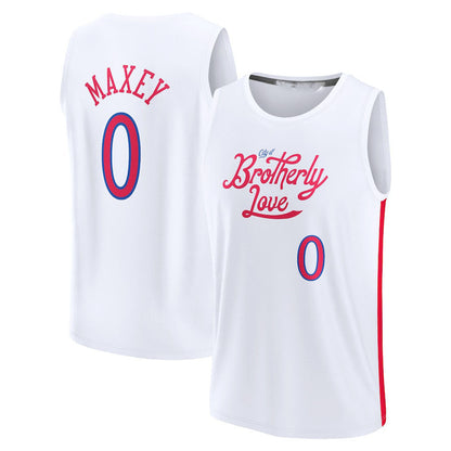 PH.76ers #0 Tyrese Maxey Fanatics Branded 2022-23 Fastbreak Jersey City Edition White Stitched American Basketball Jersey - Main View