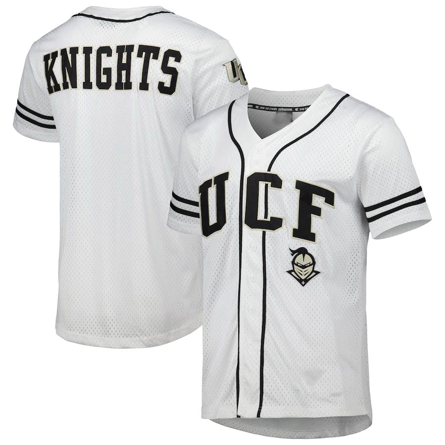 U.Knights Colosseum Free-Spirited Full-Button Baseball Jersey White Stitched American College Jerseys - Main View