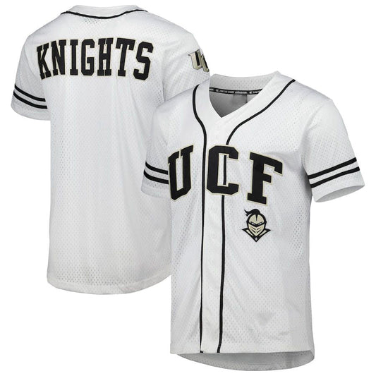 U.Knights Colosseum Free-Spirited Full-Button Baseball Jersey White Stitched American College Jerseys - Main View