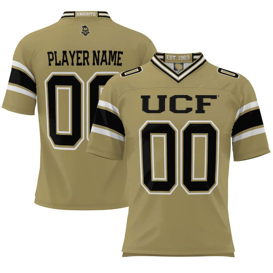 Custom U.Knights ProSphere NIL Pick-A-Player Football Jersey Gold Stitched American College Jerseys - Main View