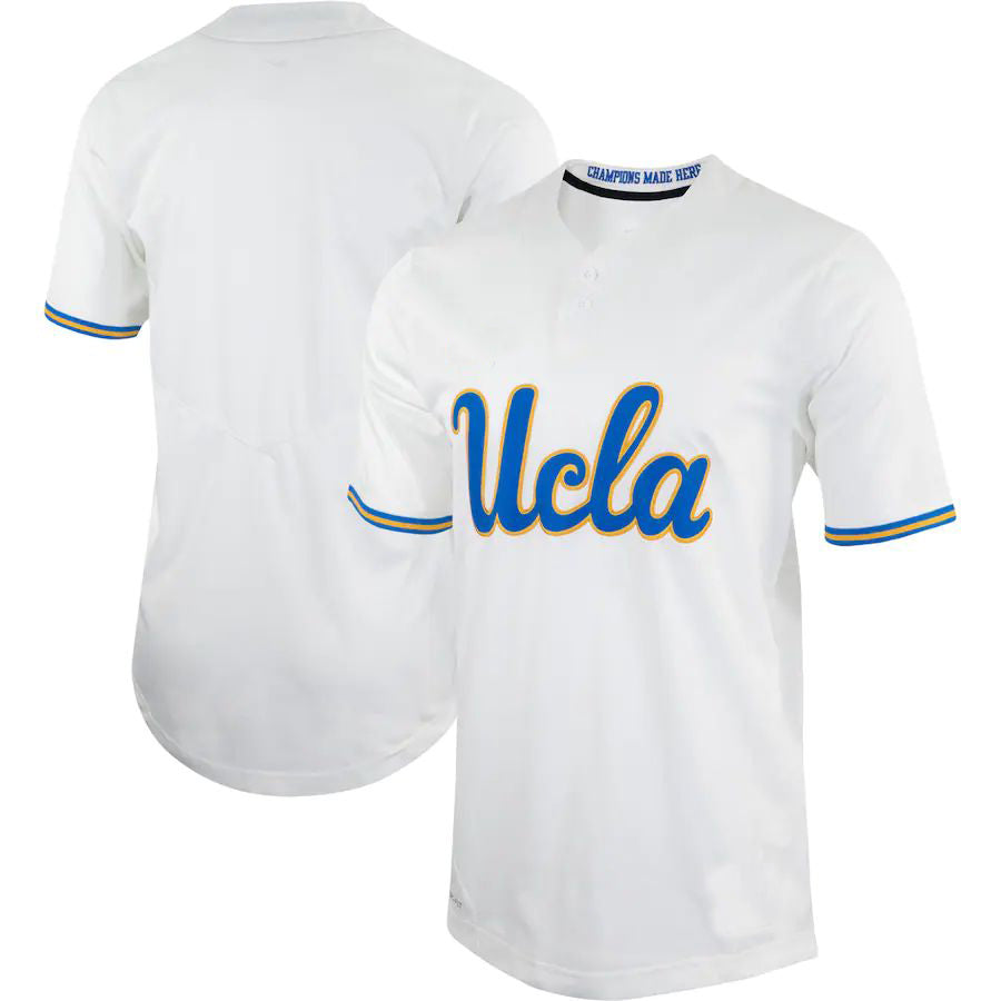 U.Bruins Unisex Two-Button Replica Softball Jersey White Stitched American College Jerseys - Main View