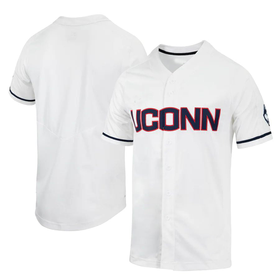 U.Huskies Replica Full-Button Baseball Jersey White Stitched American College Jerseys - Main View