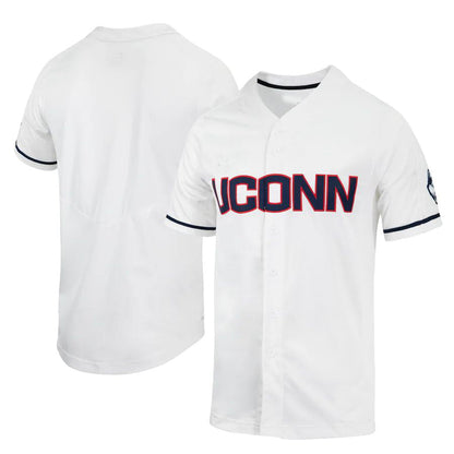 U.Huskies Replica Full-Button Baseball Jersey White Stitched American College Jerseys - Main View