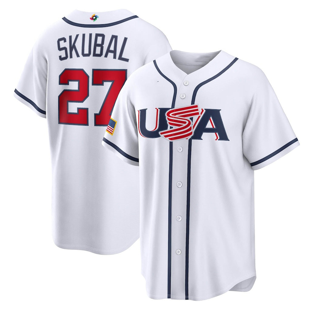 USA Baseball #27 Tarik Skubal 2026 World Baseball Classic Home Stadium Jersey - White Baseball Jersey Tailgate Goods - Main View