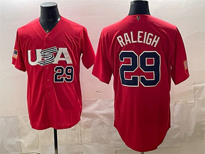 USA Baseball #29 Cal Raleigh 2023 Red World Baseball Classic Stitched Baseball Jersey - Main View