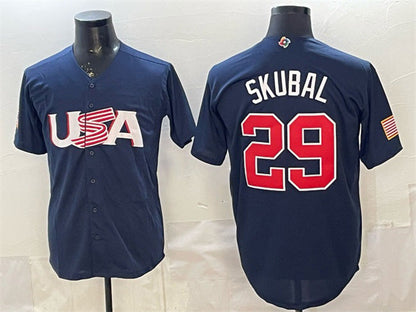 USA Baseball #29 Cal Raleigh Navy World Baseball Classic Stitched Baseball Jersey - Main View