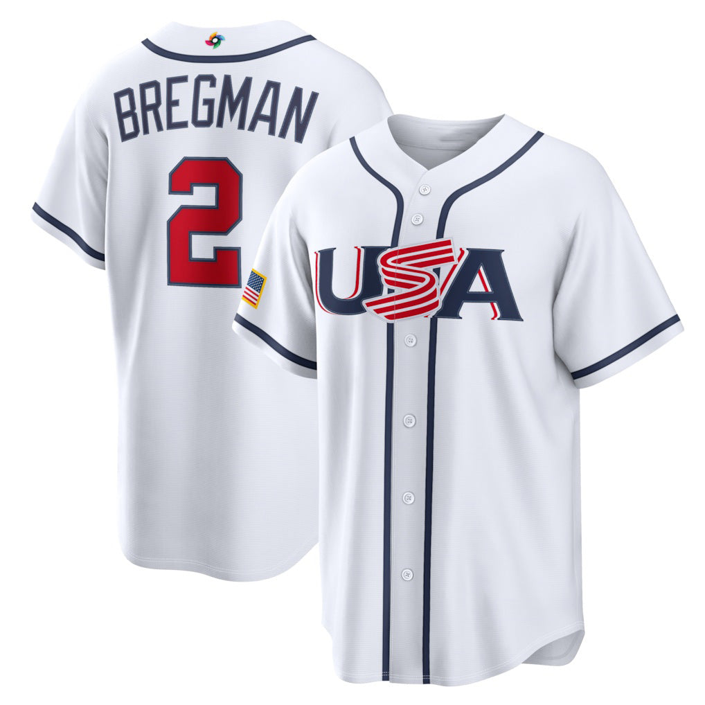 USA Baseball #2 Alex Bregman 2026 World Baseball Classic Home Stadium Jersey - White Baseball Jersey Tailgate Goods - Main View