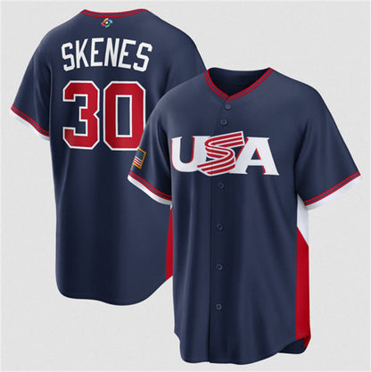 USA Baseball #30 Paul Skenes Navy 2026 World Baseball Classic Road Stadium Stitched Baseball Jersey - Main View
